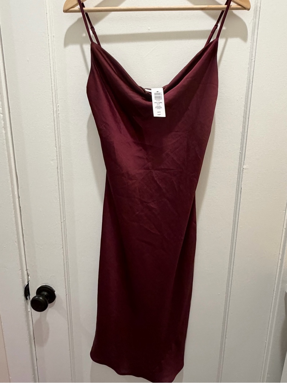 Aritzia Burgundy Cowl-Neck Slip Midi Dress
